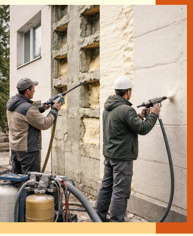 Заполнение пустот фасада в Брянске от 4838 руб. — утепление пустот облицовки | ТепломастерБнк